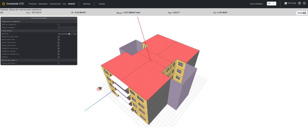 Envolvente CTE vista 3D